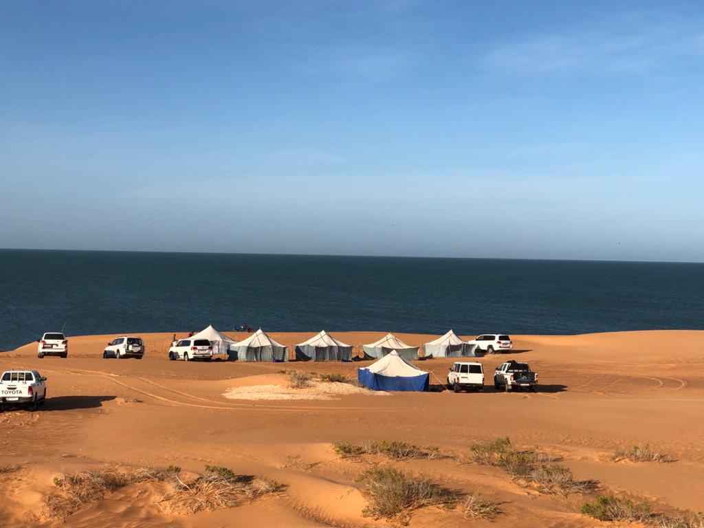A catering site is seen along the Atlantice coastline in Mauritania